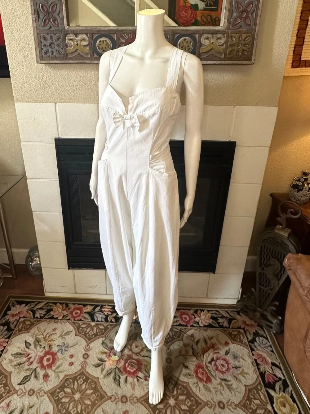 KAREN ALEXANDER Vtg WHITE JUMPSUIT parachute pant ROMPER pockets 10 style W4169 - Picture 11 of 15